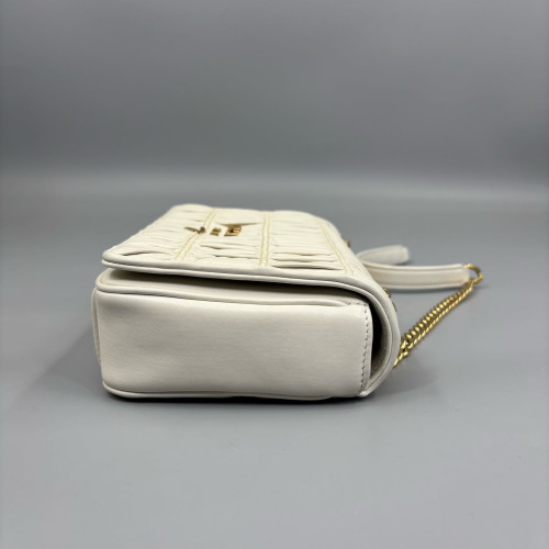 Prada Shoulder Bag Crumpled Calfskin White