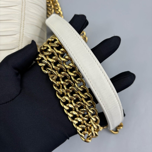 Prada Shoulder Bag Crumpled Calfskin White