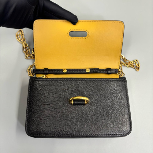 Burberry Wallet On Chain WOC Calfskin Black