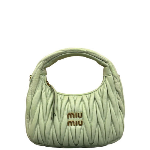 Miu Miu Mini Wander Hobo Crumpled Lambskin Nappa Green
