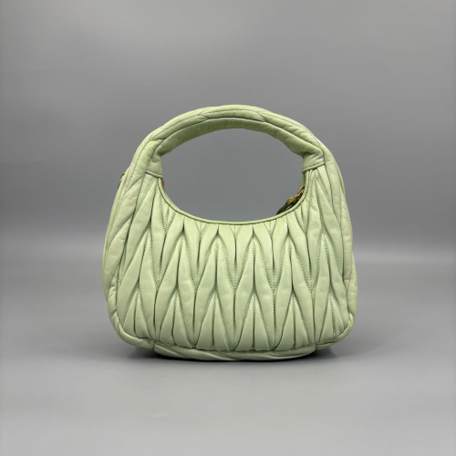 Miu Miu Mini Wander Hobo Crumpled Lambskin Nappa Green