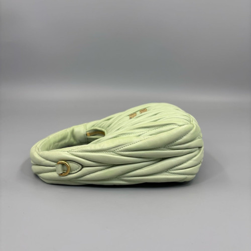 Miu Miu Mini Wander Hobo Crumpled Lambskin Nappa Green