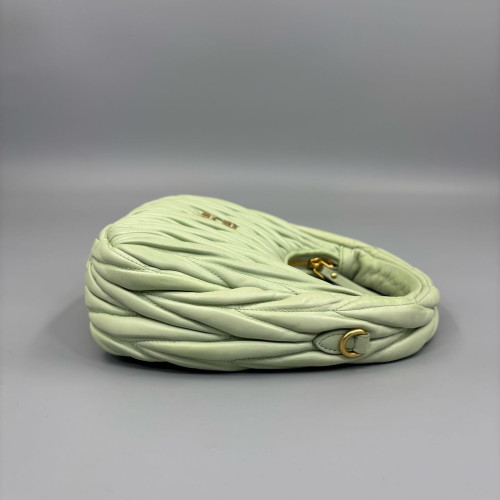 Miu Miu Mini Wander Hobo Crumpled Lambskin Nappa Green