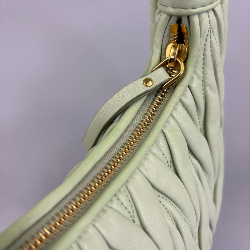 Miu Miu Mini Wander Hobo Crumpled Lambskin Nappa Green