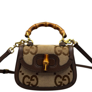 Gucci Bamboo Bamboo 1947 Mini Monogram Jumbo GG Beige Brown