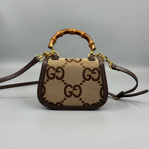 Gucci Bamboo Bamboo 1947 Mini Monogram Jumbo GG Beige Brown Gucci Bamboo Bamboo 1947 Mini Monogram Jumbo GG Beige Brown