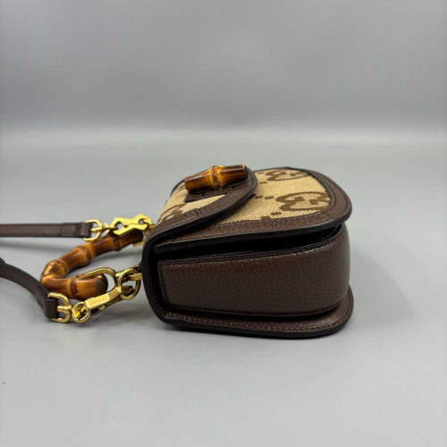 Gucci Bamboo Bamboo 1947 Mini Monogram Jumbo GG Beige Brown Gucci Bamboo Bamboo 1947 Mini Monogram Jumbo GG Beige Brown