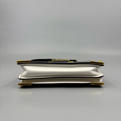Prada Medium Cahier Calfskin Black White