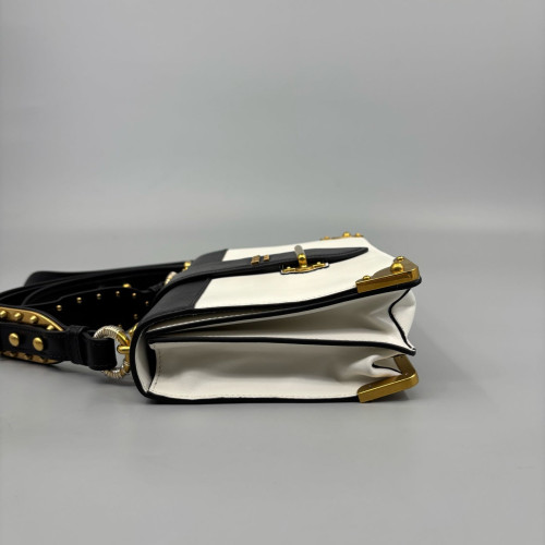 Prada Medium Cahier Calfskin Black White
