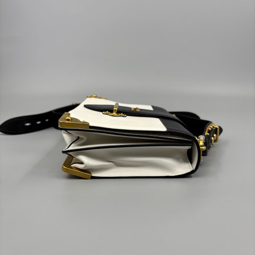 Prada Medium Cahier Calfskin Black White
