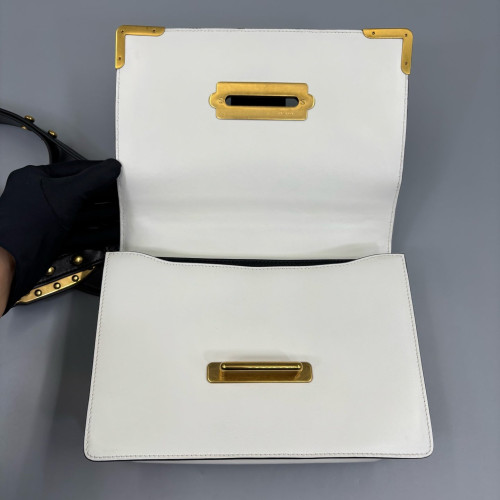 Prada Medium Cahier Calfskin Black White