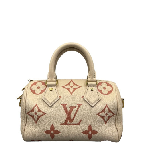 Louis Vuitton Speedy Bandouliere 20 Calfskin Beige Mystic White Red