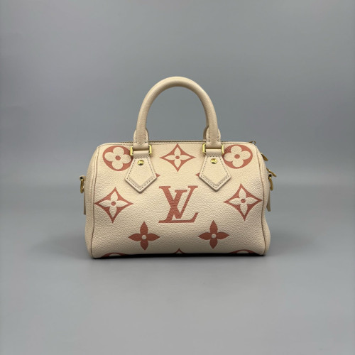 Louis Vuitton Speedy Bandouliere 20 Calfskin Beige Mystic White Red