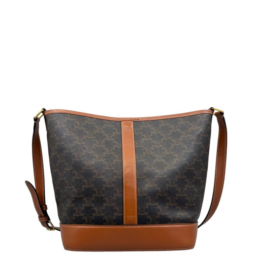 Celine Triomphe Triomphe Bucket Bag Mediun Triomphe Brown