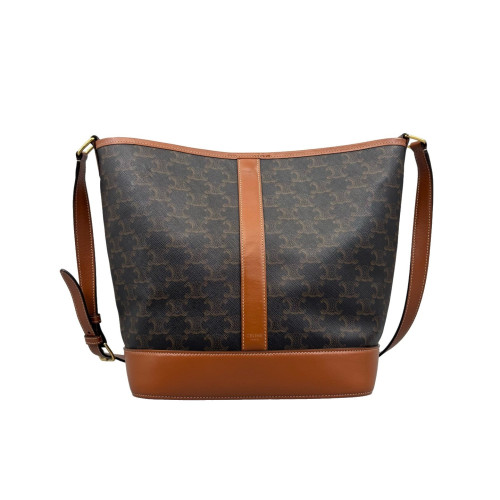 Celine Triomphe Triomphe Bucket Bag Mediun Triomphe Brown