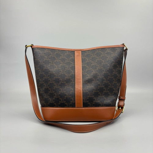 Celine Triomphe Triomphe Bucket Bag Mediun Triomphe Brown