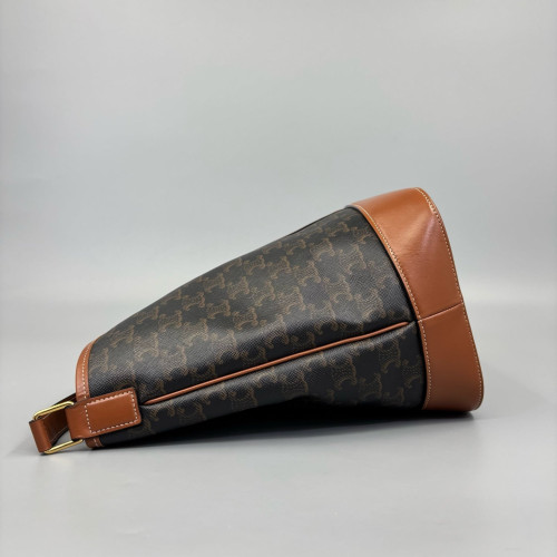 Celine Triomphe Triomphe Bucket Bag Mediun Triomphe Brown