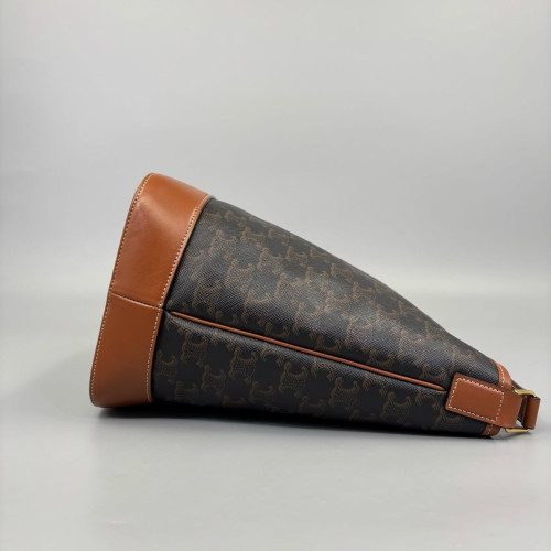 Celine Triomphe Triomphe Bucket Bag Mediun Triomphe Brown