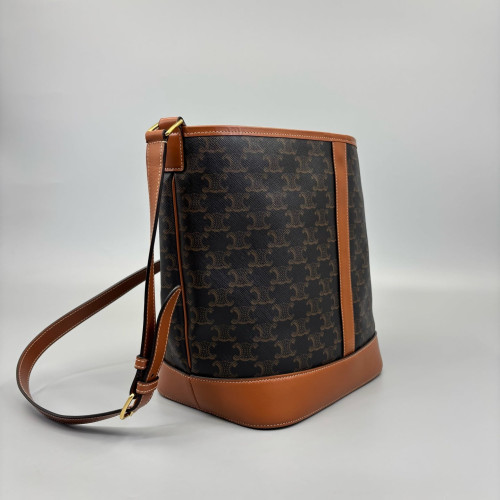 Celine Triomphe Triomphe Bucket Bag Mediun Triomphe Brown