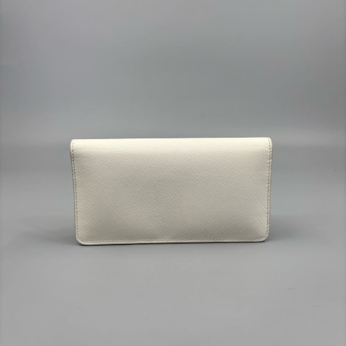 Prada Wallet On Chain WOC Saffiano Calfskin White