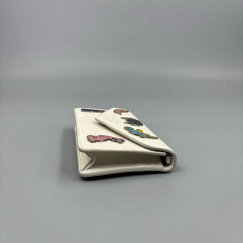 Prada Wallet On Chain WOC Saffiano Calfskin White