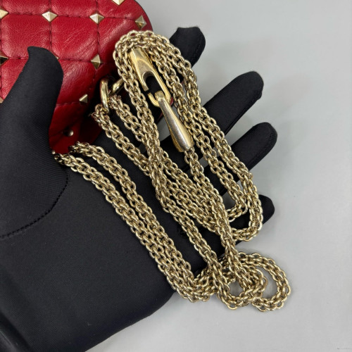 Valentino Rockstud Small Rockstud Spike Shoulder Bag Lambskin Red