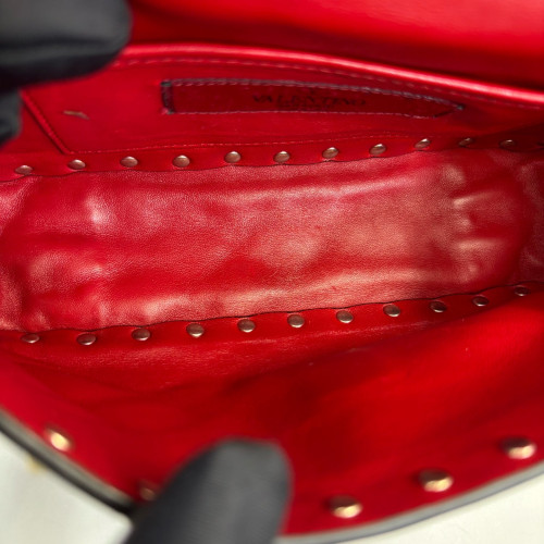 Valentino Rockstud Small Rockstud Spike Shoulder Bag Lambskin Red