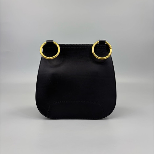 Burberry Saddle Bag Calfskin Black