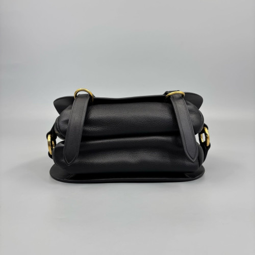 Burberry Saddle Bag Calfskin Black