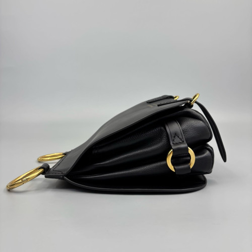 Burberry Saddle Bag Calfskin Black