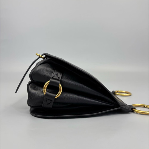 Burberry Saddle Bag Calfskin Black