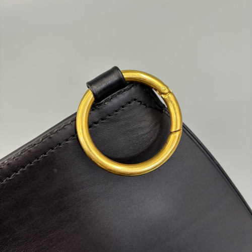 Burberry Saddle Bag Calfskin Black