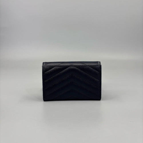 Yves Saint Laurent Continental Wallet Caviar Dark Blue