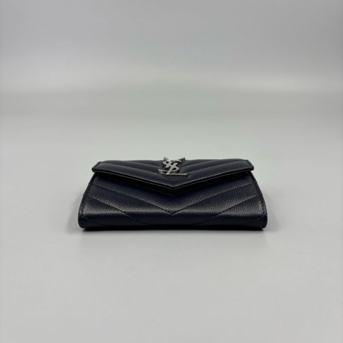 Yves Saint Laurent Continental Wallet Caviar Dark Blue