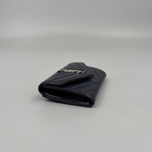 Yves Saint Laurent Continental Wallet Caviar Dark Blue