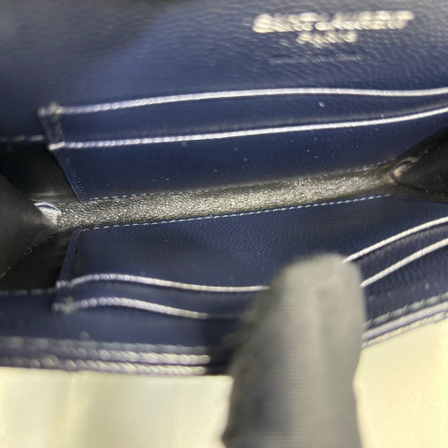 Yves Saint Laurent Continental Wallet Caviar Dark Blue