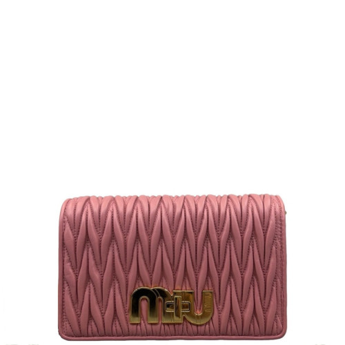 Miu Miu Shoulder Bag Crumpled Lambskin Pink