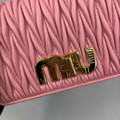 Miu Miu Shoulder Bag Crumpled Lambskin Pink