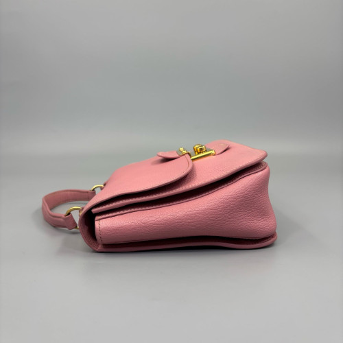 Miu Miu Madras Top Handle Shoulder Bag Grained Calfskin Pink