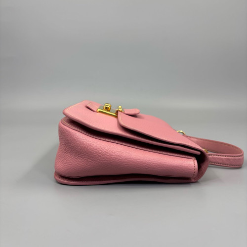 Miu Miu Madras Top Handle Shoulder Bag Grained Calfskin Pink