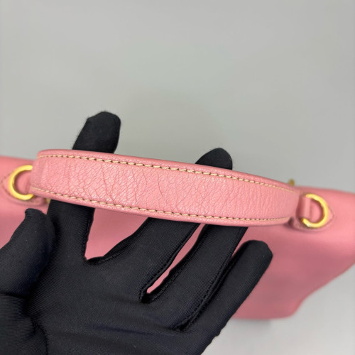 Miu Miu Madras Top Handle Shoulder Bag Grained Calfskin Pink