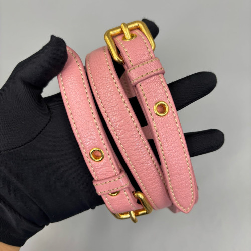 Miu Miu Madras Top Handle Shoulder Bag Grained Calfskin Pink