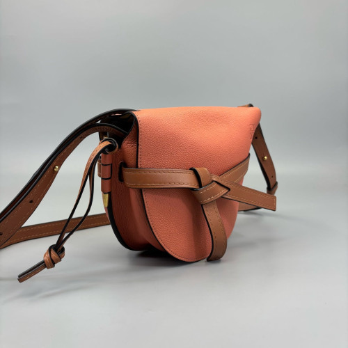 Loewe Small Gate Grained Calfskin Orange Brown