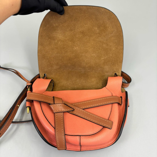 Loewe Small Gate Grained Calfskin Orange Brown