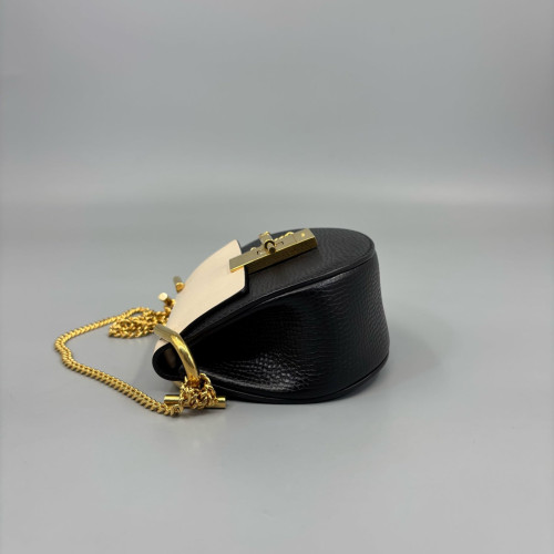 Chloe Nano Drew Shoulder Bag Grained Calfskin Black