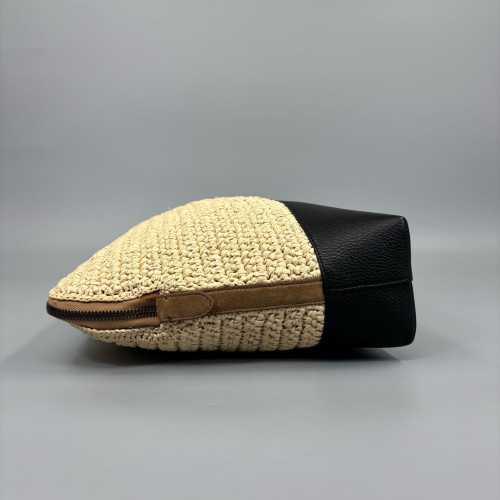 Burberry Pocket Clutch Fabric Beige Black