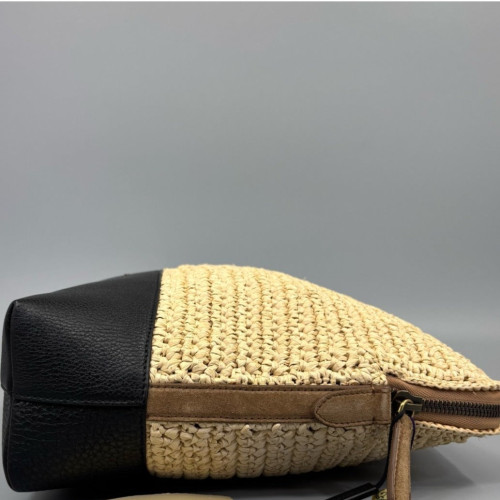 Burberry Pocket Clutch Fabric Beige Black