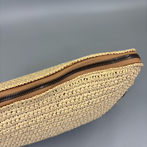 Burberry Pocket Clutch Fabric Beige Black