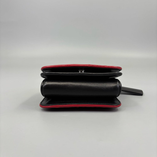 Miu Miu Shoulder Bag Crumpled Lambskin Black Red