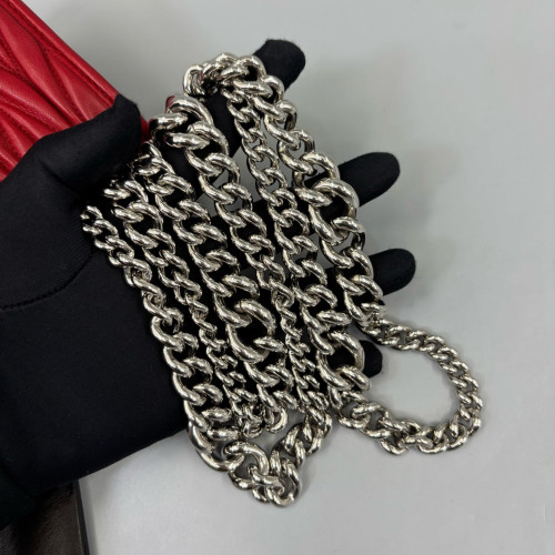 Miu Miu Shoulder Bag Crumpled Lambskin Black Red